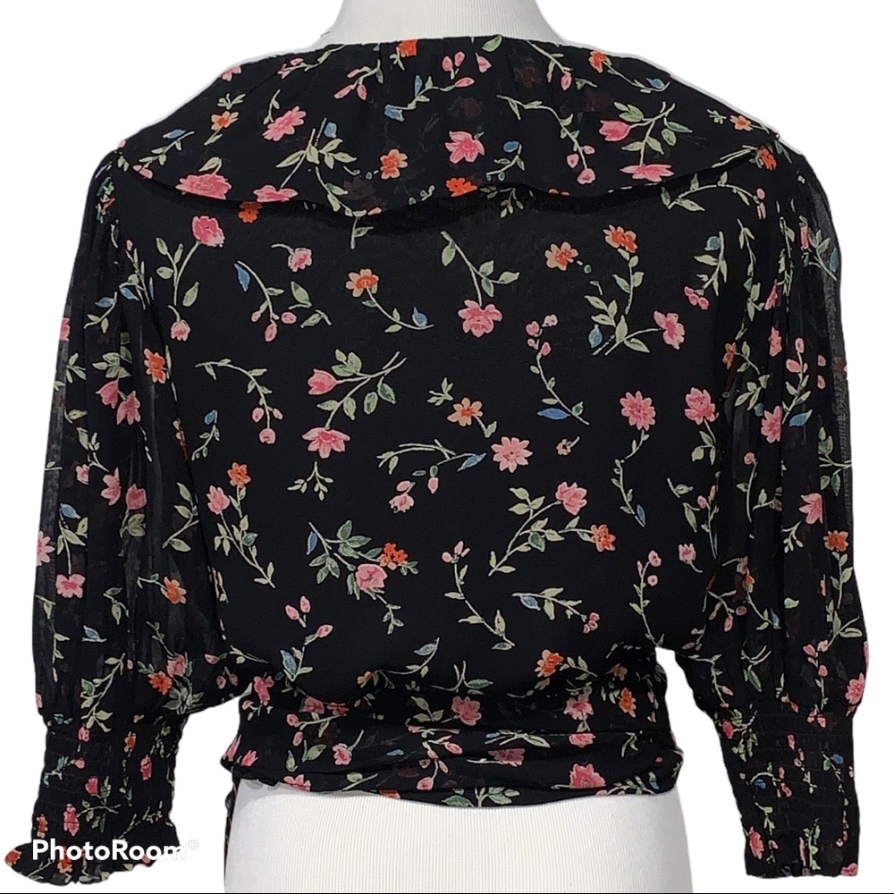Ganni Paradise Elm Floral Georgette Wrap Top Surplus Wrap Top Small NEW - Picture 13 of 16